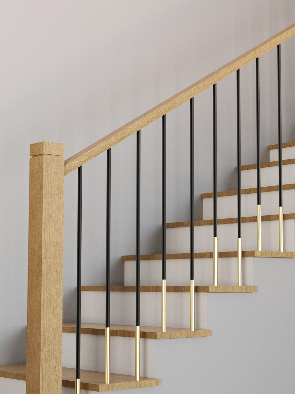 Iron Baluster 9500BB - 5/8" Round - Brass Ornamentation