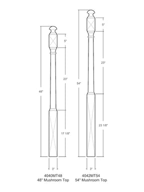 Colonial 4040MT Series Mushroom Top Newel Post (3")