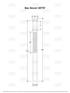 Box Newel 4075F - Fluted (3-1/2")