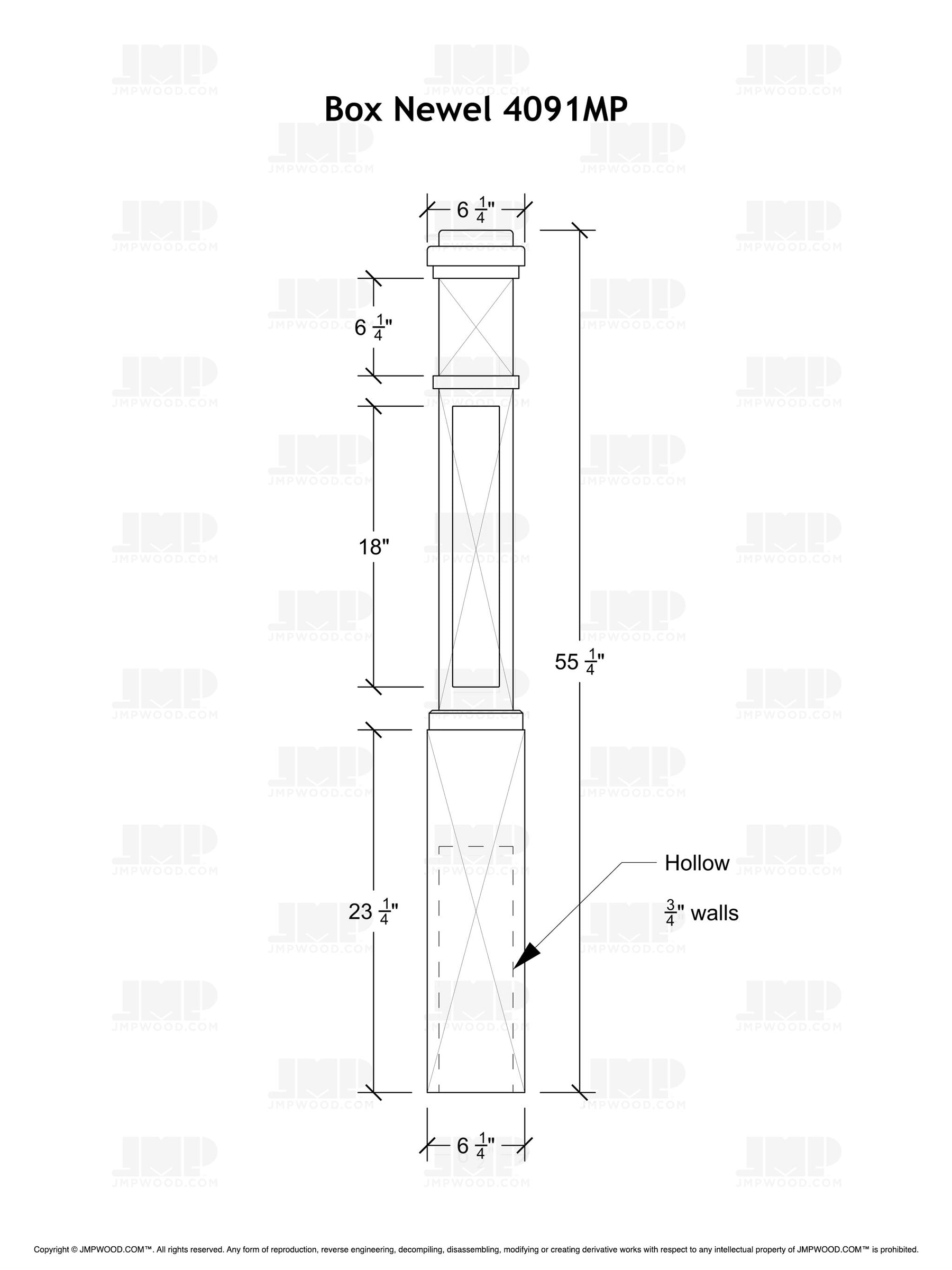 Box Newel 4091MP - Mission Panel (6-1/4")