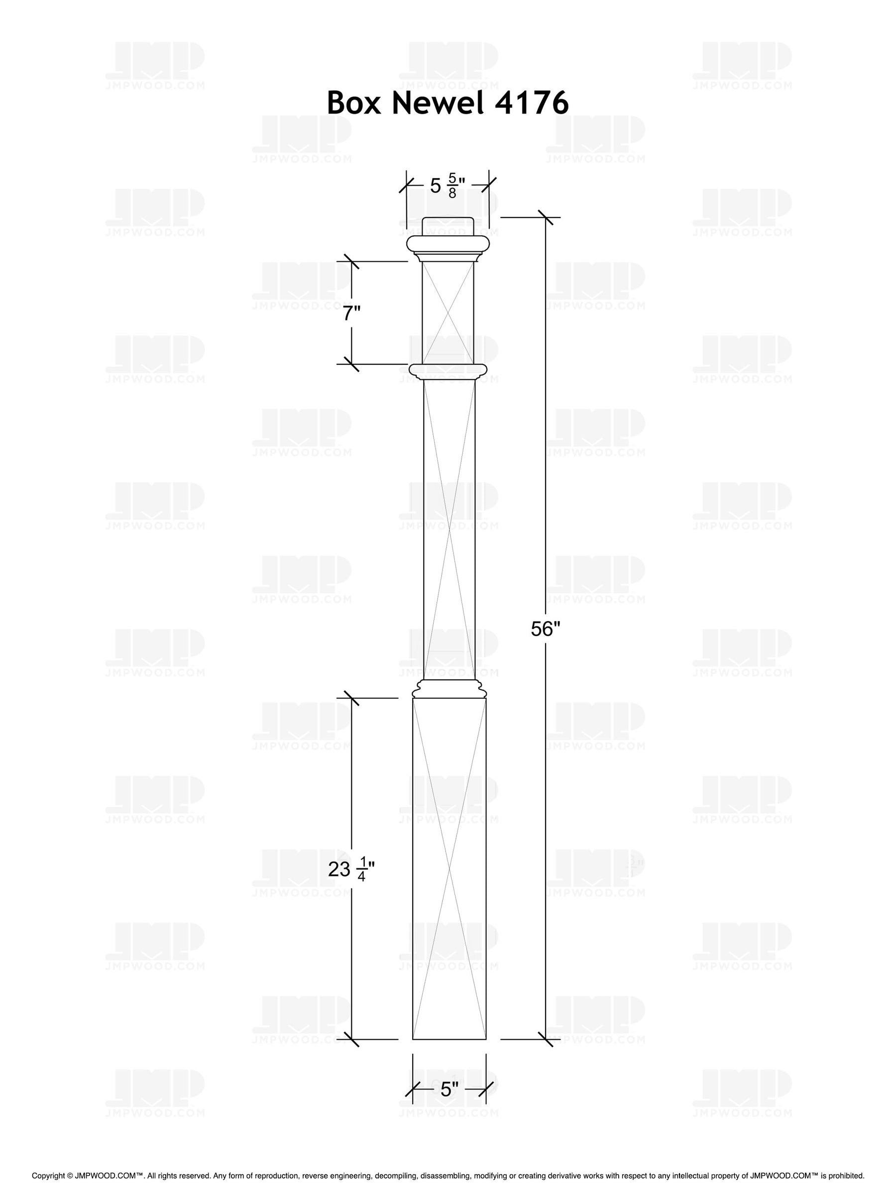 Box Newel 4176 - Adjustable Base (5")