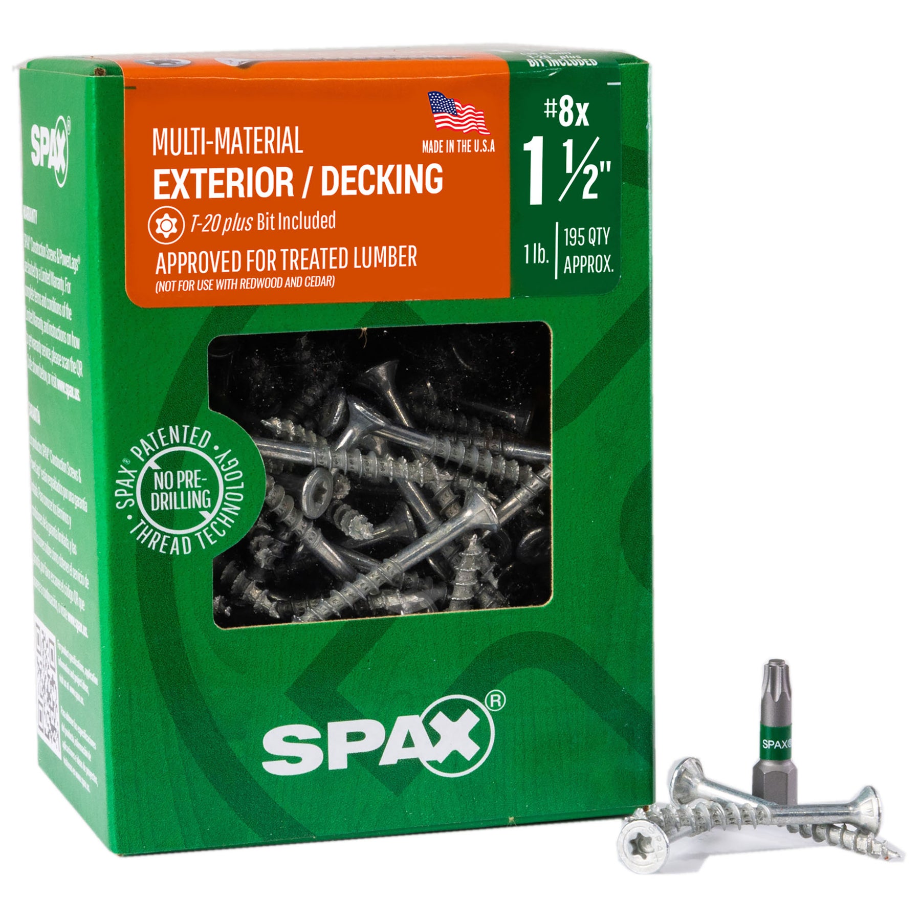 SPAX Exterior Multi-Material T-Star Plus Wood Screws - Flat Head, Partial Thread, HCR-X Coating