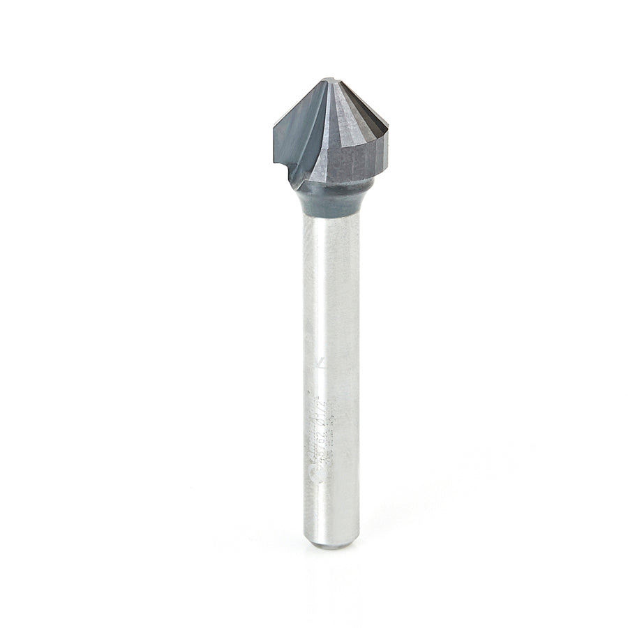 Amana Tool Carbide Double Edge Folding 'V' Groove Router Bits with AlTiN Coating for Shaping Titanium Composite Material (TCM) Panels