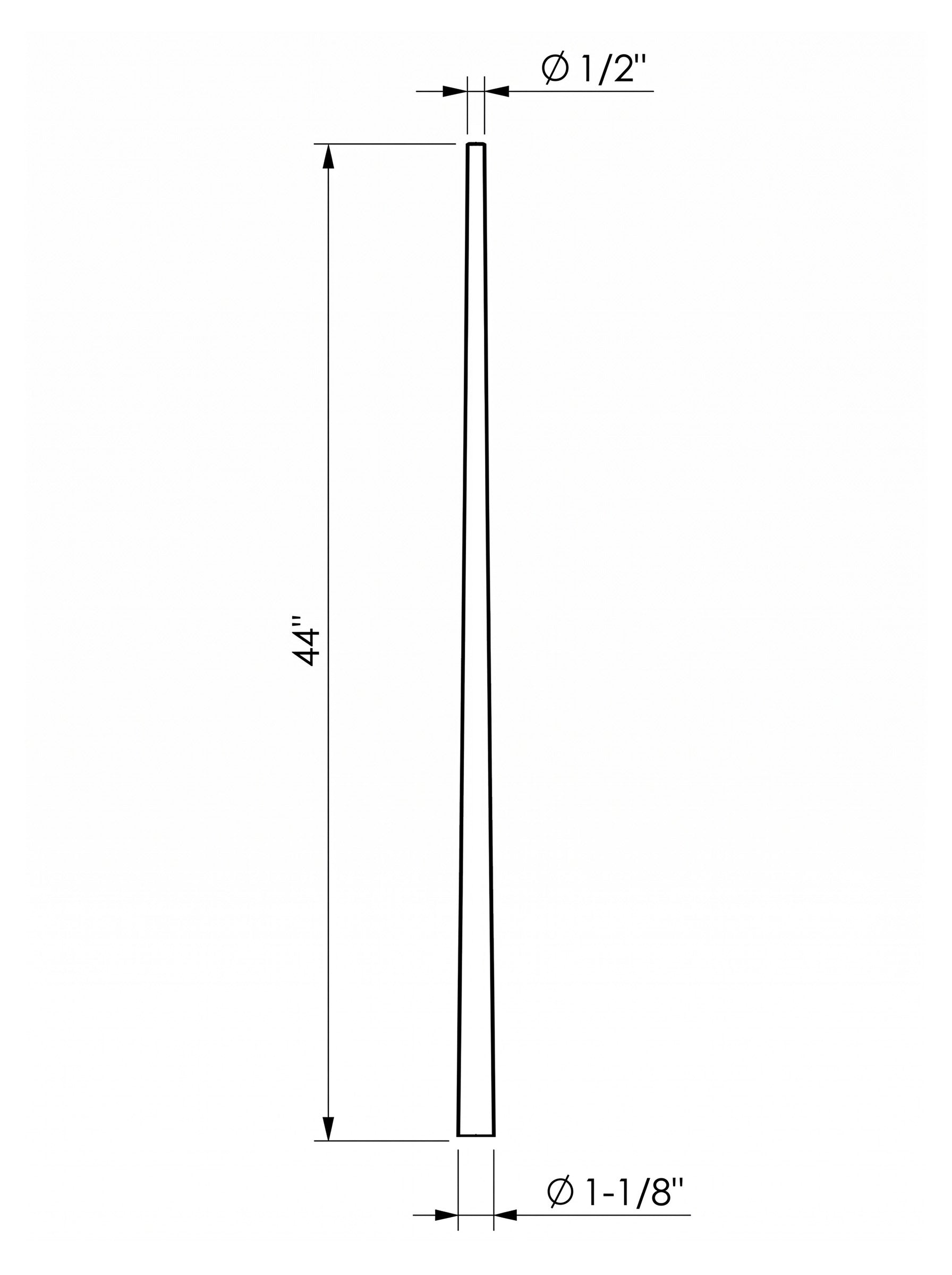 Iron Baluster 53R40 - 1-1/8" Round - Round Tapered