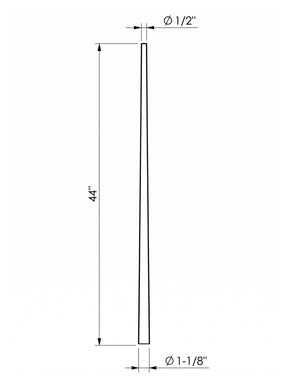Iron Baluster 53R40 - 1-1/8" Round - Round Tapered