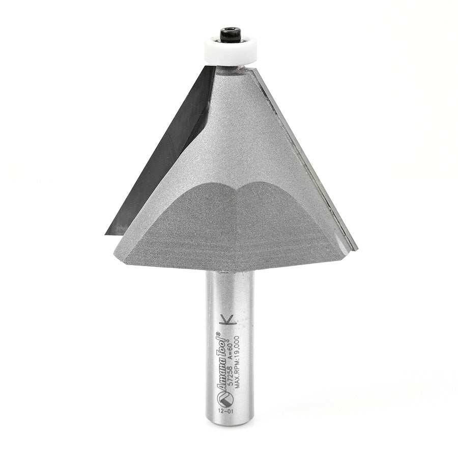#option_57258 Carbide Tipped Chamfer w Ultra-Glide Ball Bearing Guide Solid Surface 2-17/32 Dia x 1-3/4 x 30 Deg x 1/2 Inch Shank