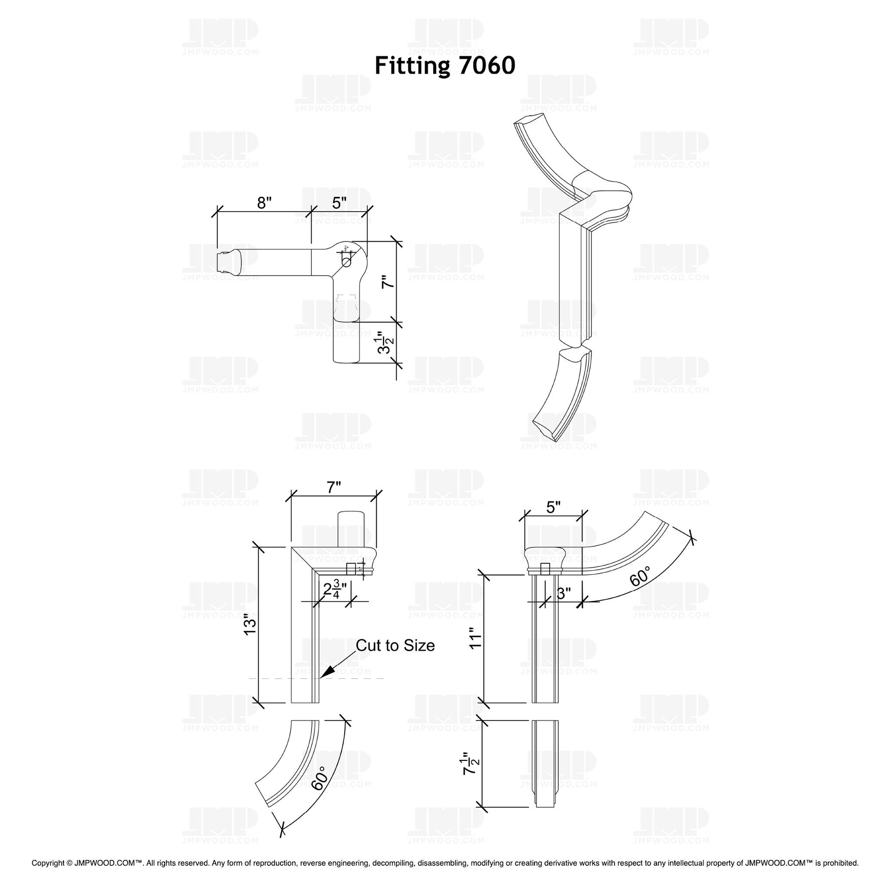 Fitting 60 - Level Quarter Turn Gooseneck Fitting with Cap (Left Hand)