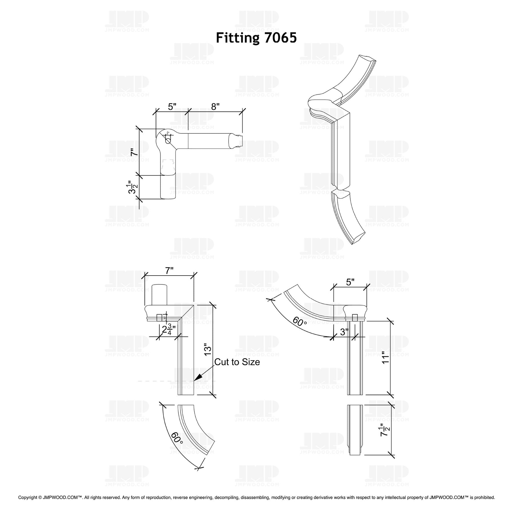 Fitting 65 - Level Quarter Turn Gooseneck Fitting with Cap (Right Hand)
