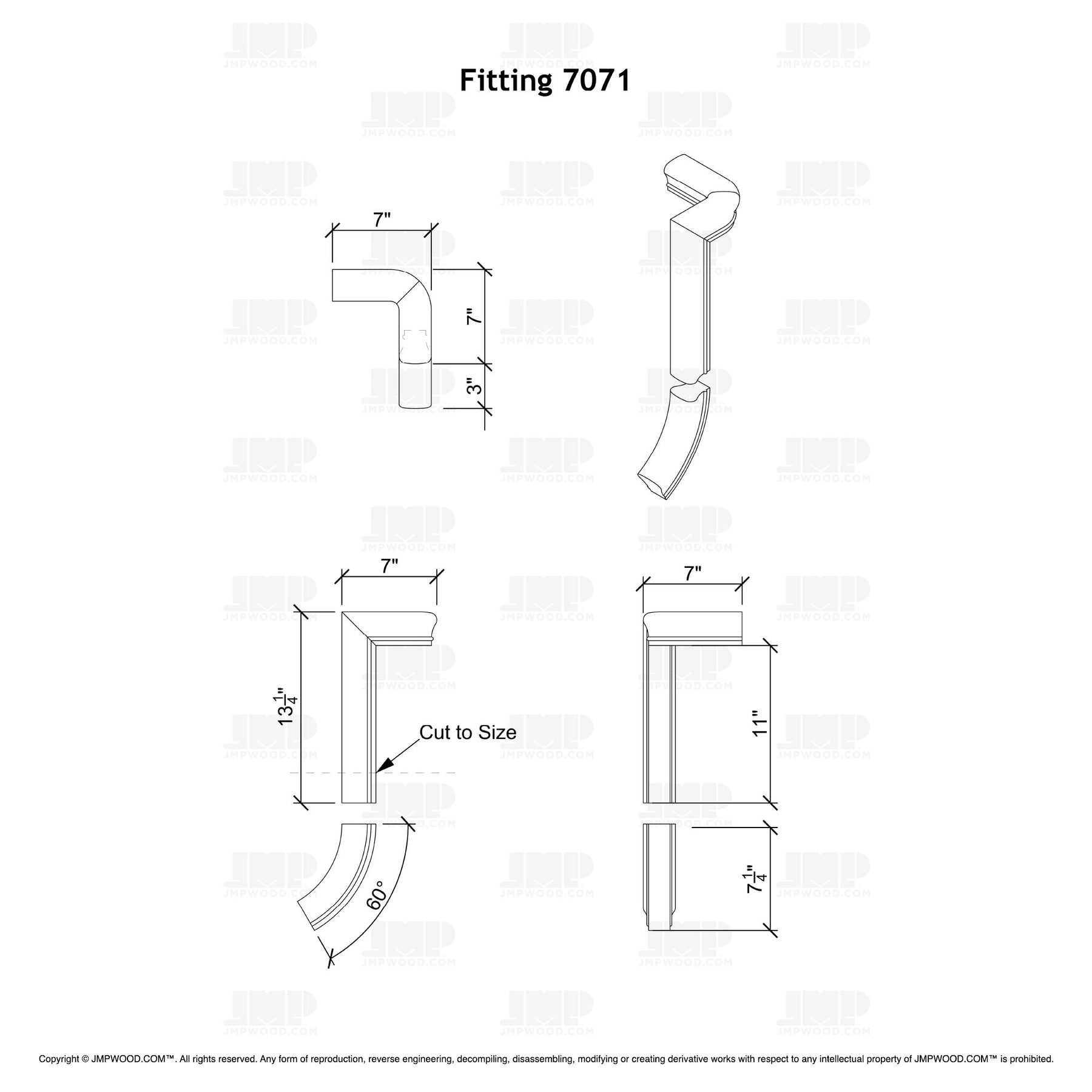 Fitting 71 - Level Quarter Turn Gooseneck Fitting with No Cap - 2 Rise (Left Hand)