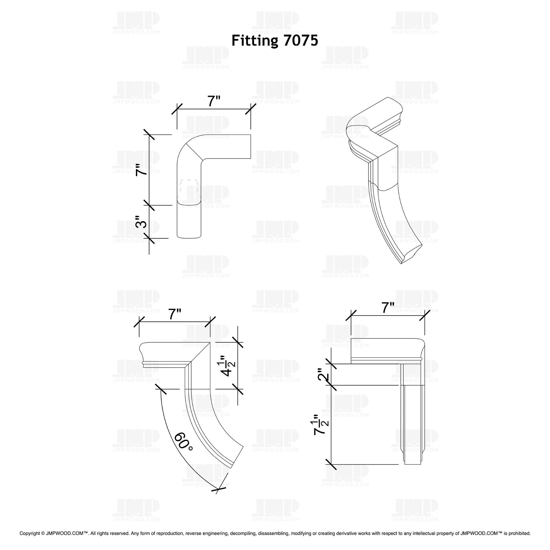 Fitting 75 - Level Quarter Turn Gooseneck Fitting with No Cap (Right Hand)