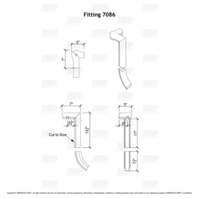 Fitting 86 - Level Quarter Turn Gooseneck Fitting with Cap - 2 Rise (Right Hand)