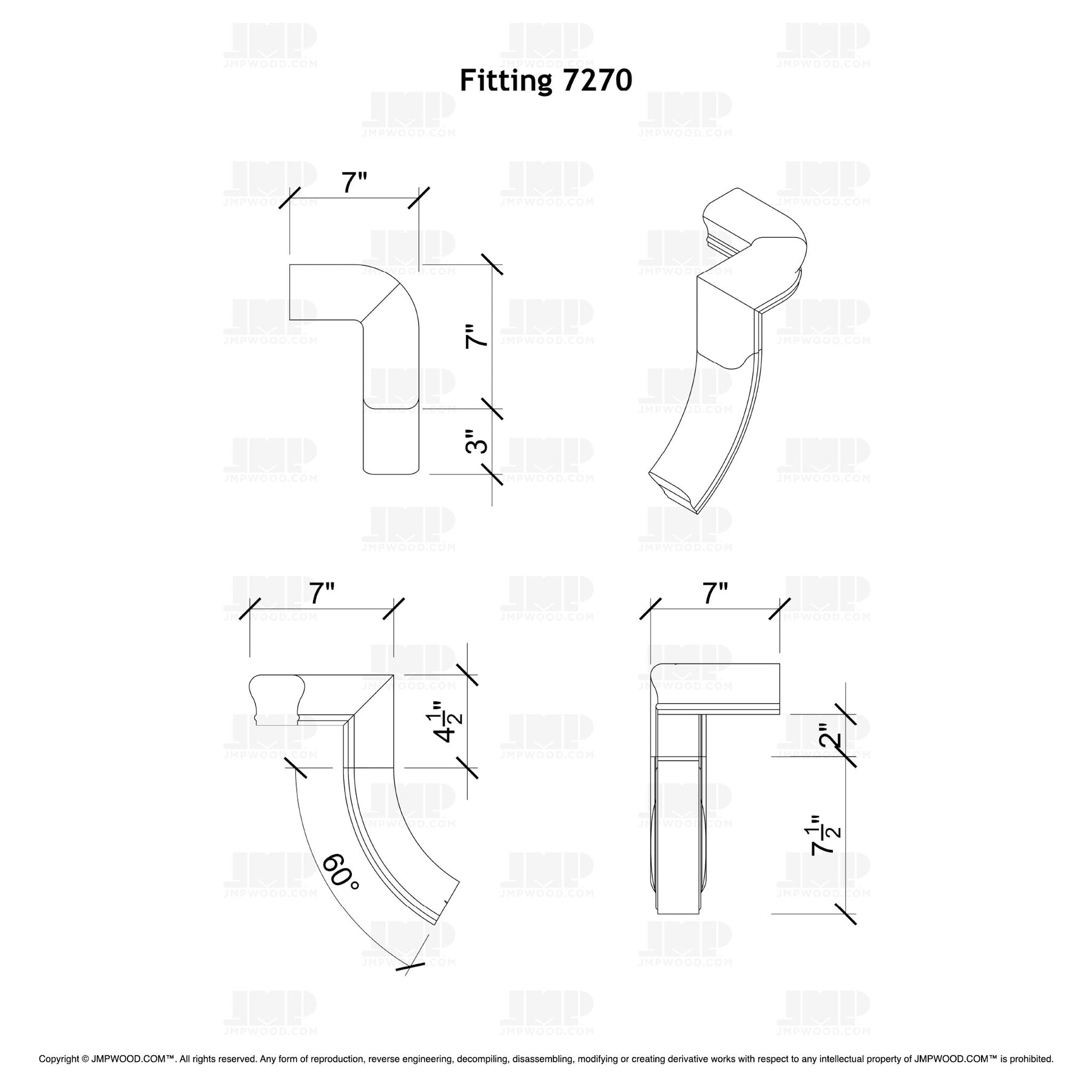 Fitting 70 - Level Quarter Turn Gooseneck Fitting with No Cap (Left Hand)