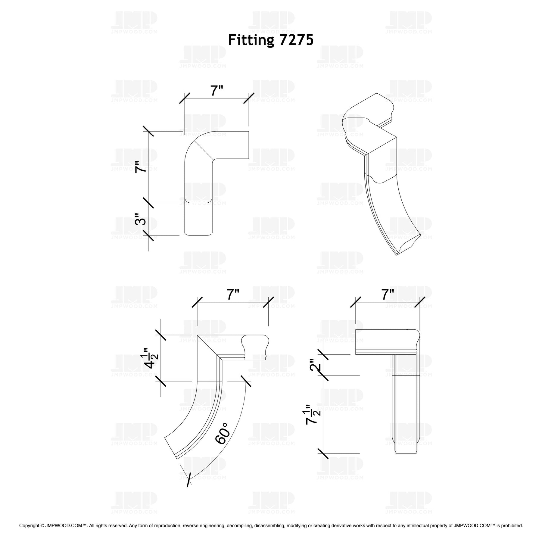 Fitting 75 - Level Quarter Turn Gooseneck Fitting with No Cap (Right Hand)