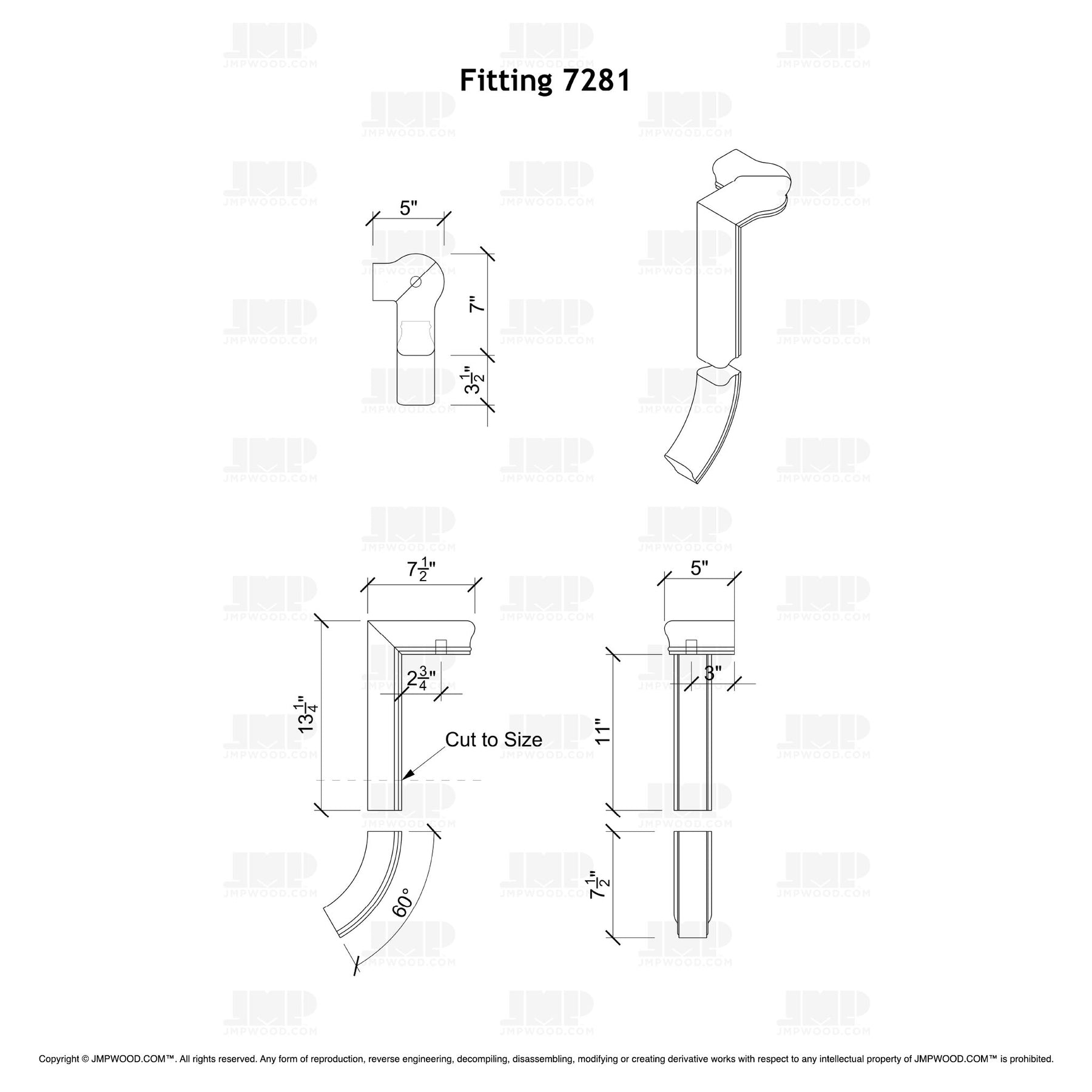 Fitting 81 - Level Quarter Turn Gooseneck Fitting with Cap - 2 Rise (Left Hand)