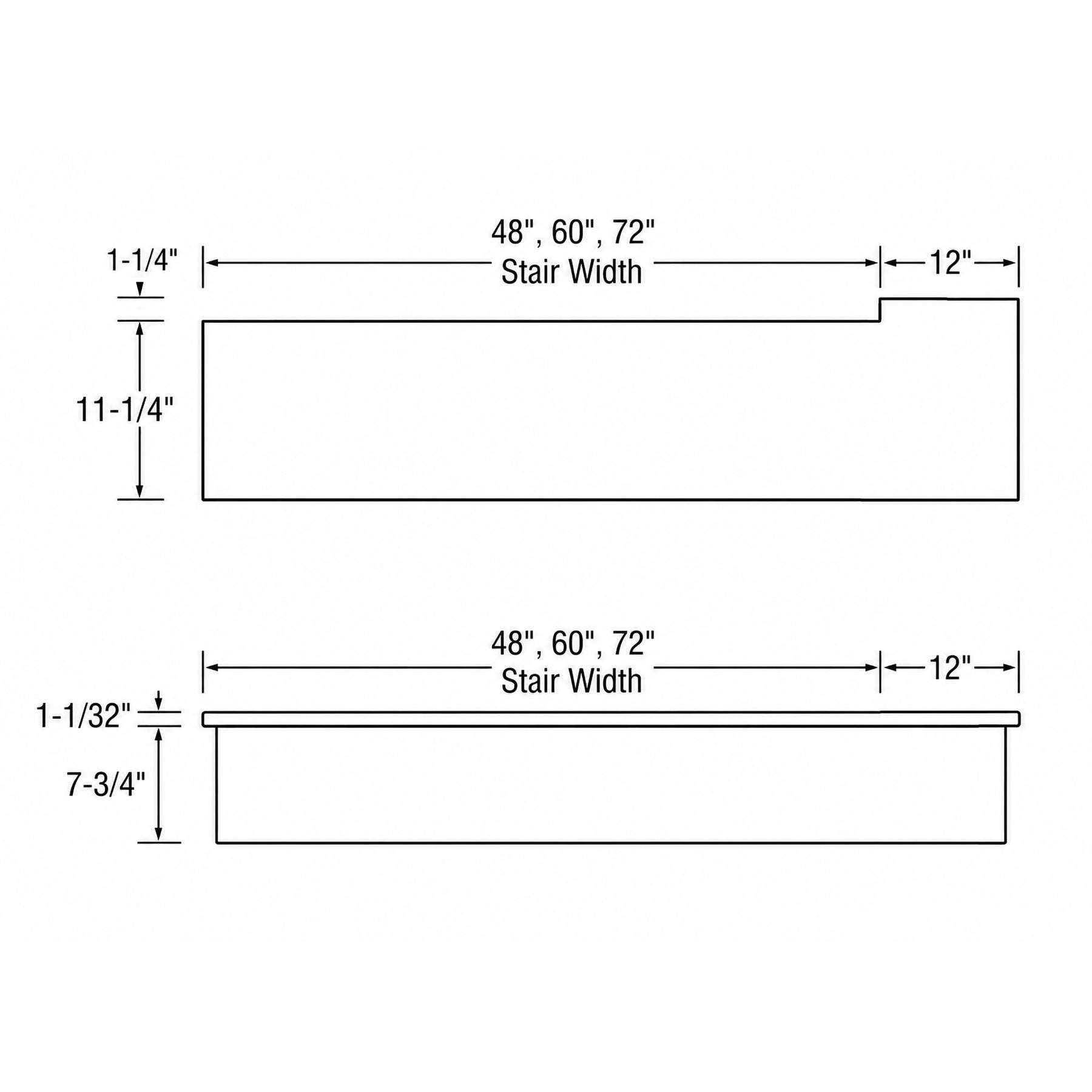 Tread 8110SQ - Square Nosing Starting Step w/ 1 End