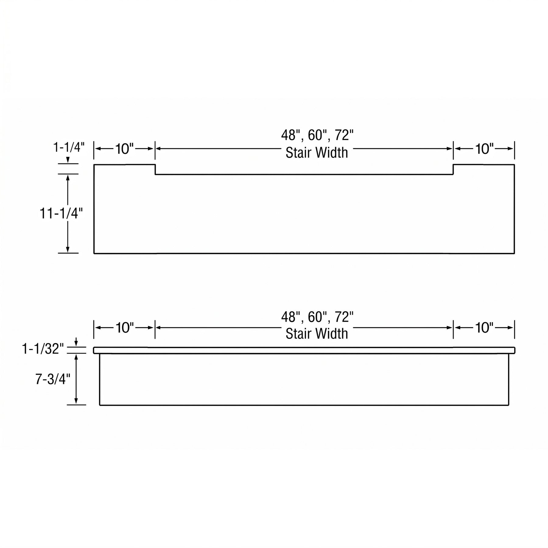Tread 8112SQ - Square Nosing Starting Step w/ 2 Ends