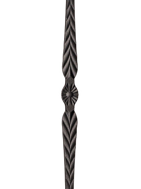 Iron Baluster 9021 - 9/16" Hammered Edge - Single Feather