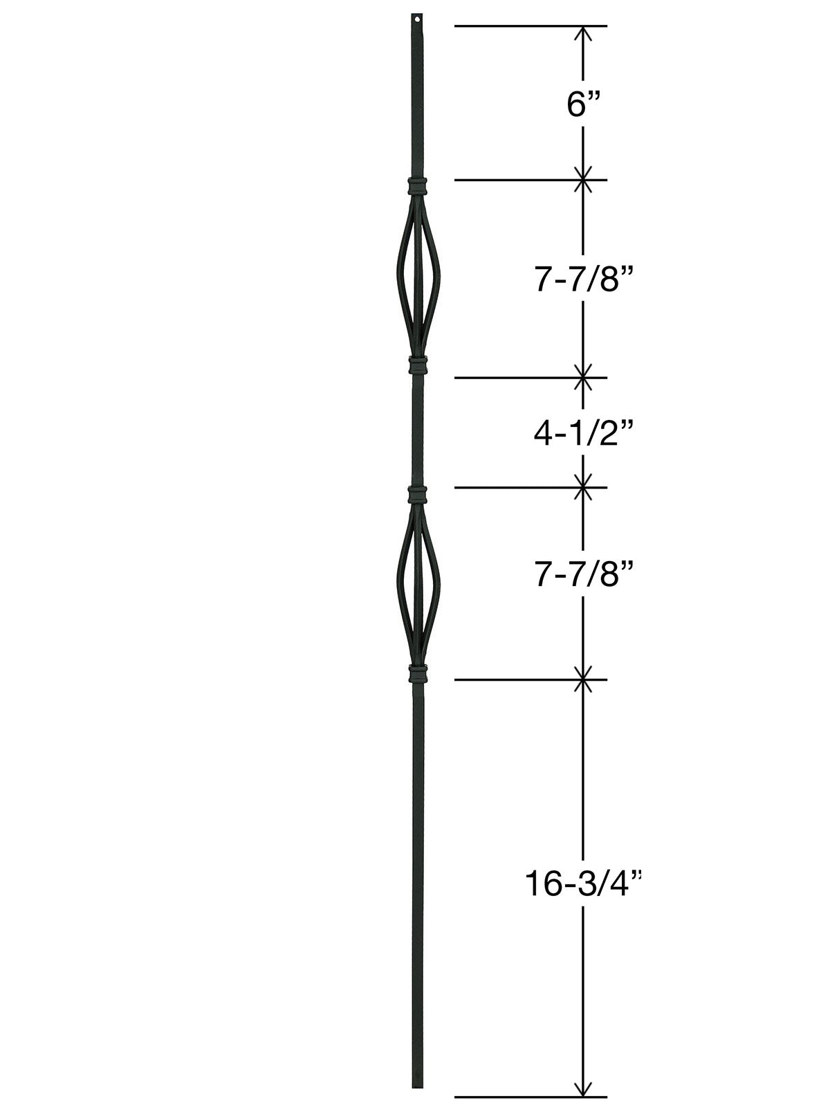 Iron Baluster 9082 - 1/2" Square - Double Basket Slimline