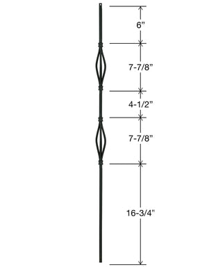 Iron Baluster 9082 - 1/2" Square - Double Basket Slimline