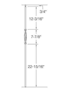 Iron Baluster 9083 - 1/2" Square - Single Basket Slimline