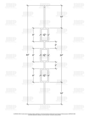 Iron Baluster 9094 - 1/2" Square - Triple Rectangle