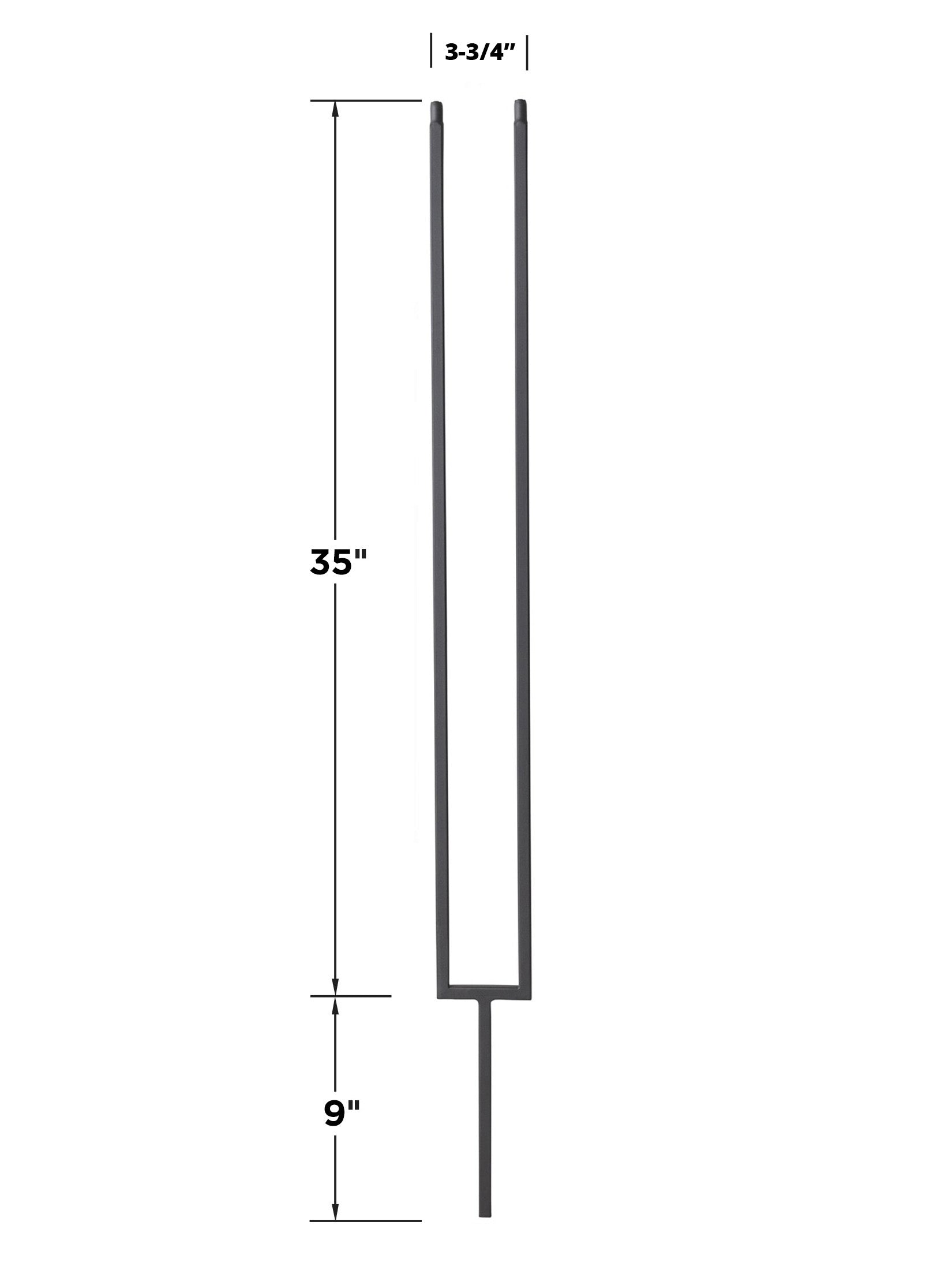 Iron Baluster 9096 - 1/2" Square - Split Rectangle