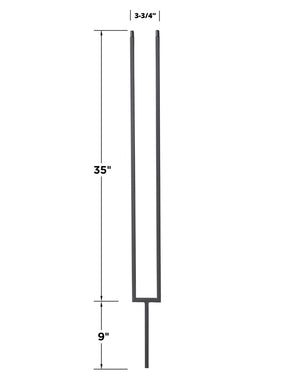 Iron Baluster 9096 - 1/2" Square - Split Rectangle