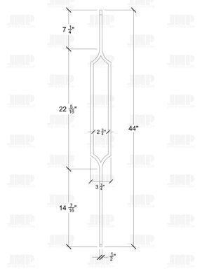 Iron Baluster 9098 - 1/2" Square - Hexagon
