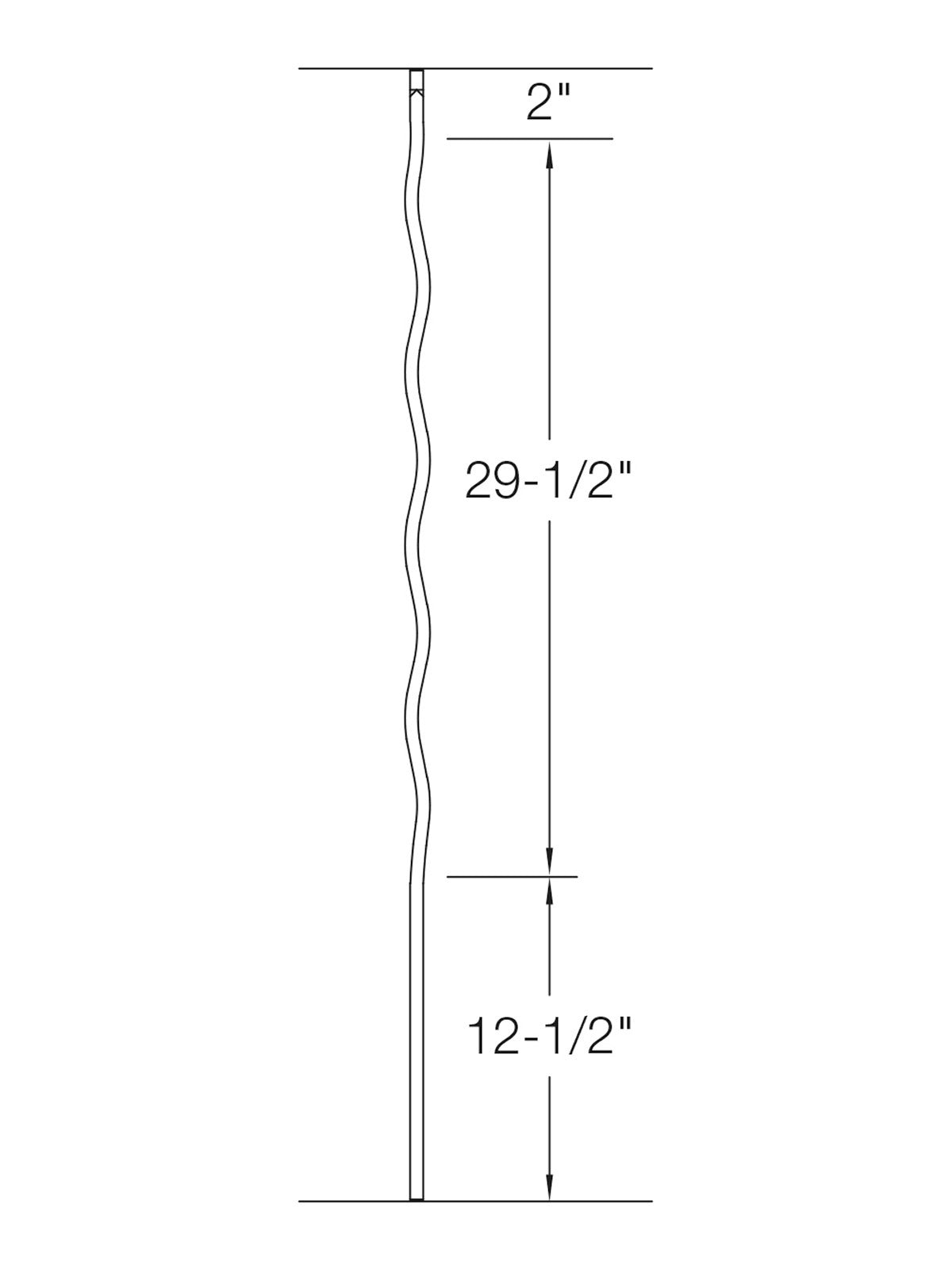 Iron Baluster 9099 - 1/2" Square - Zig-Zag