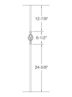 Iron Baluster 9504 - 5/8" Round - Single Basket