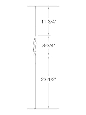 Iron Baluster 9506 - 5/8" Round - Single Ribbon