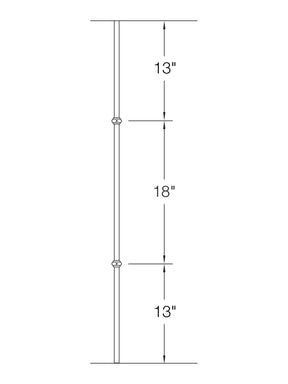 Iron Baluster 9520 - 5/8" Round - Double Collar