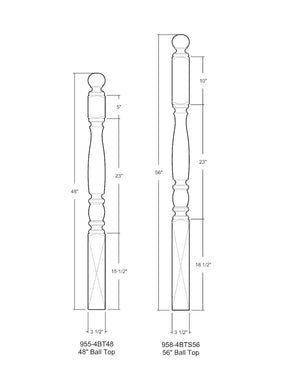 Bordeaux 955-4BT Series Ball Top Newel Post (3-1/2")