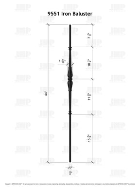 Iron Baluster 9551 - 5/8" Round - Monaco with Urn
