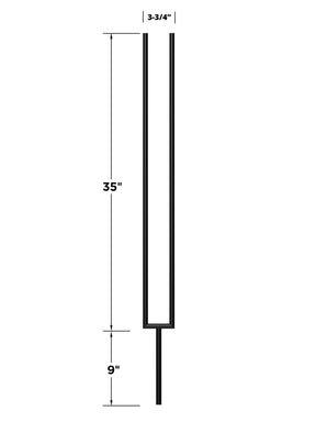 Iron Baluster 9596 - 5/8" Round - Split Rectangle