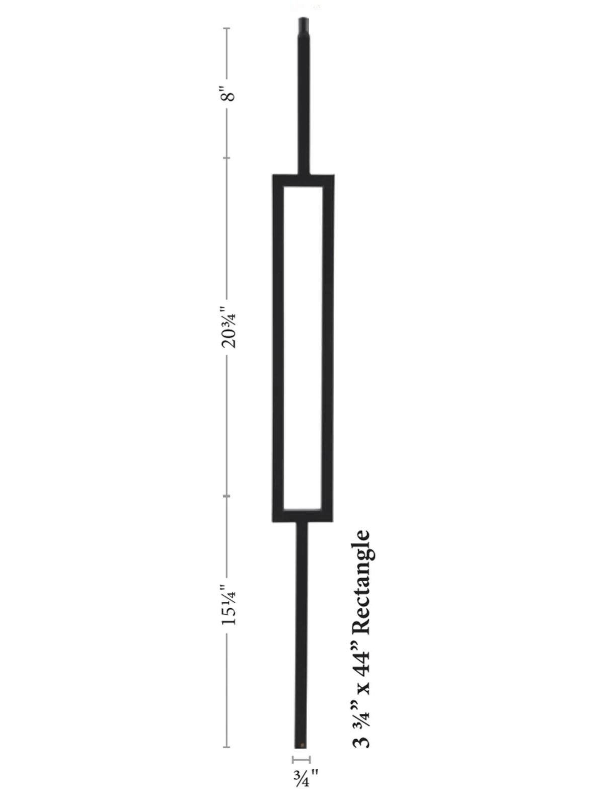 Mega Iron Baluster 9989 - 3/4" Square - Single Rectangle