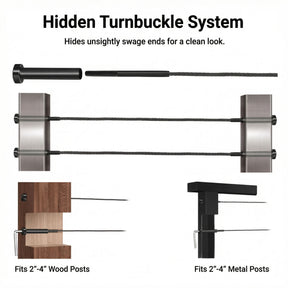 SteelX CC002 1/8" Cable Hardware - Turnbuckle Swage Threaded Stud