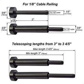 SteelX CC002 1/8" Cable Hardware - Turnbuckle Swage Threaded Stud