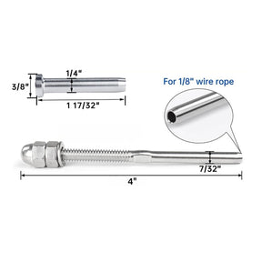SteelX CC006 1/8" Cable Hardware - Threaded Terminal Stud End and Fixed End