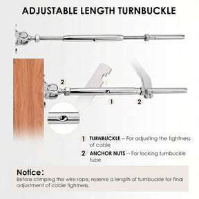 SteelX CC008 1/8" Cable Hardware - Swage Toggle Turnbuckle