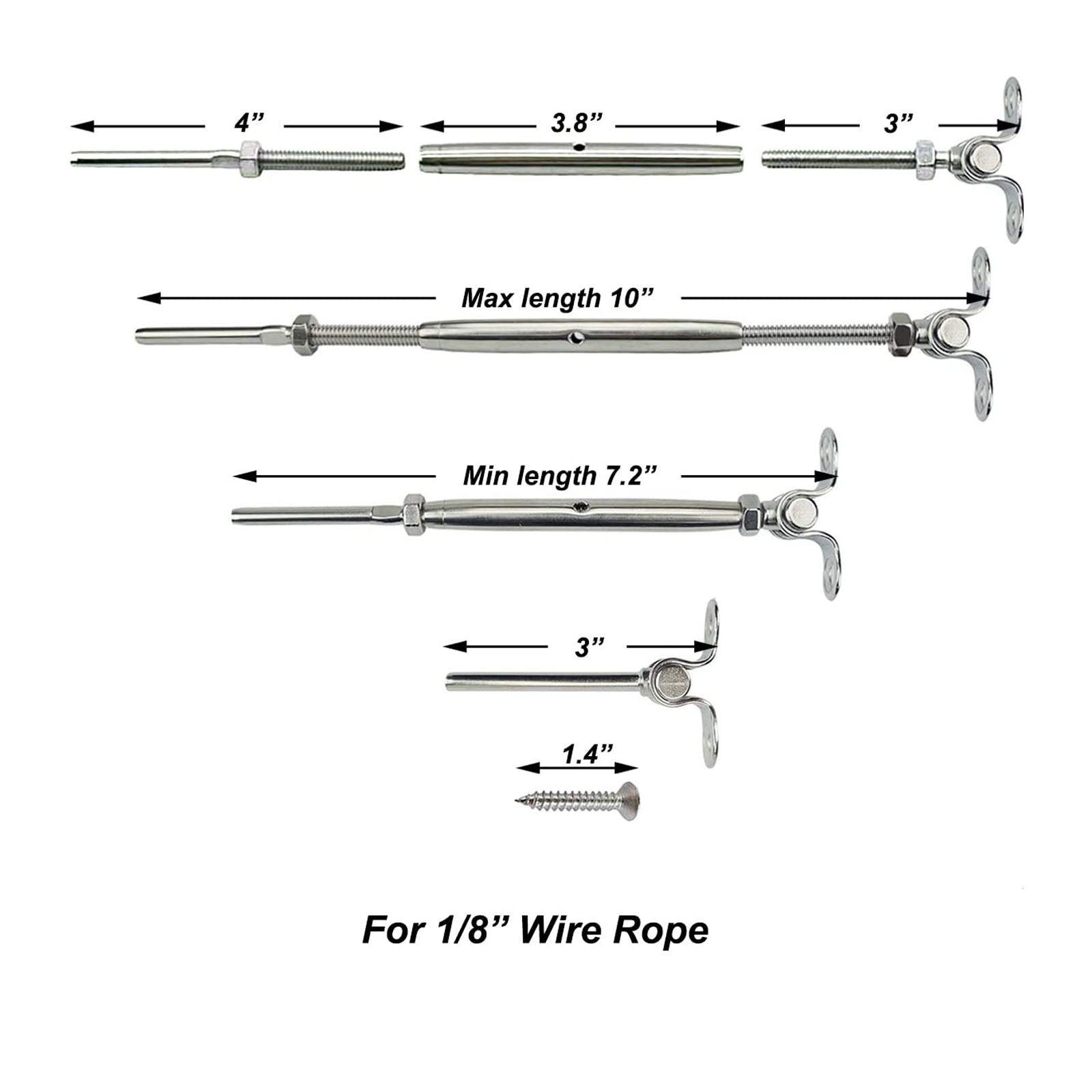 SteelX CC008 1/8" Cable Hardware - Swage Toggle Turnbuckle