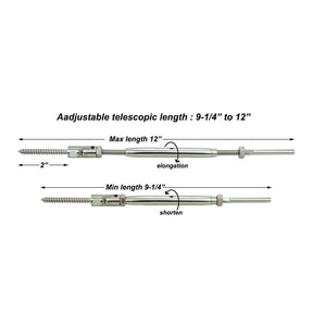 SteelX CC009 1/8" Cable Hardware - Adjustable Angle Lag Screws Turnbuckle Kit