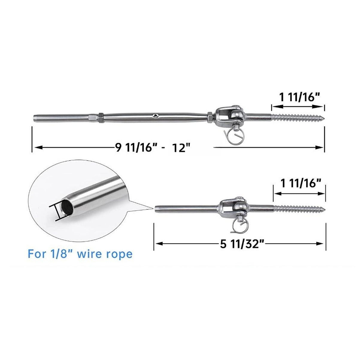 SteelX CC010 1/8" Cable Hardware - Swage Toggle Turnbuckle Hardware