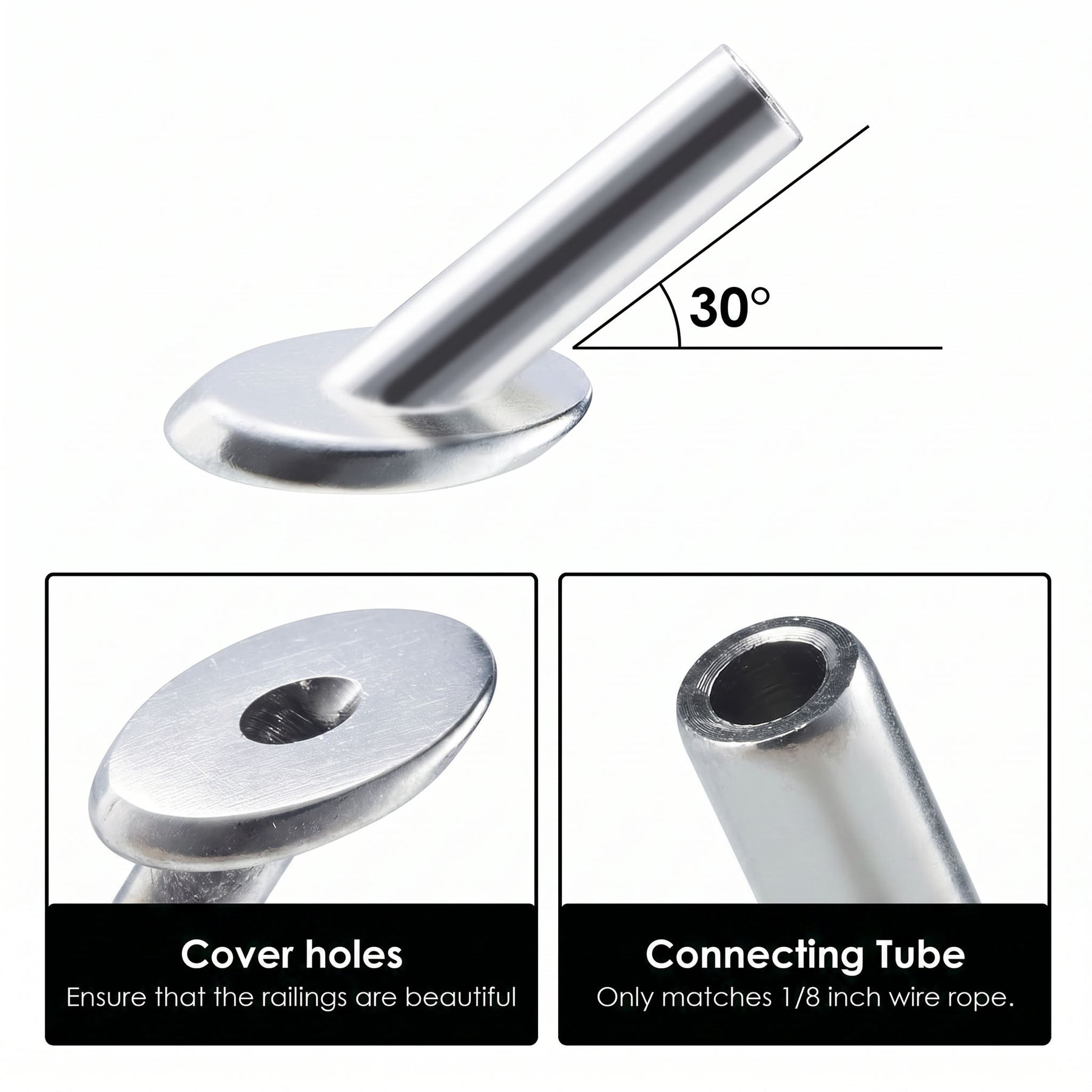 SteelX CC015 1/8" Cable Hardware - 30 Degree Angled Protective Sleeve