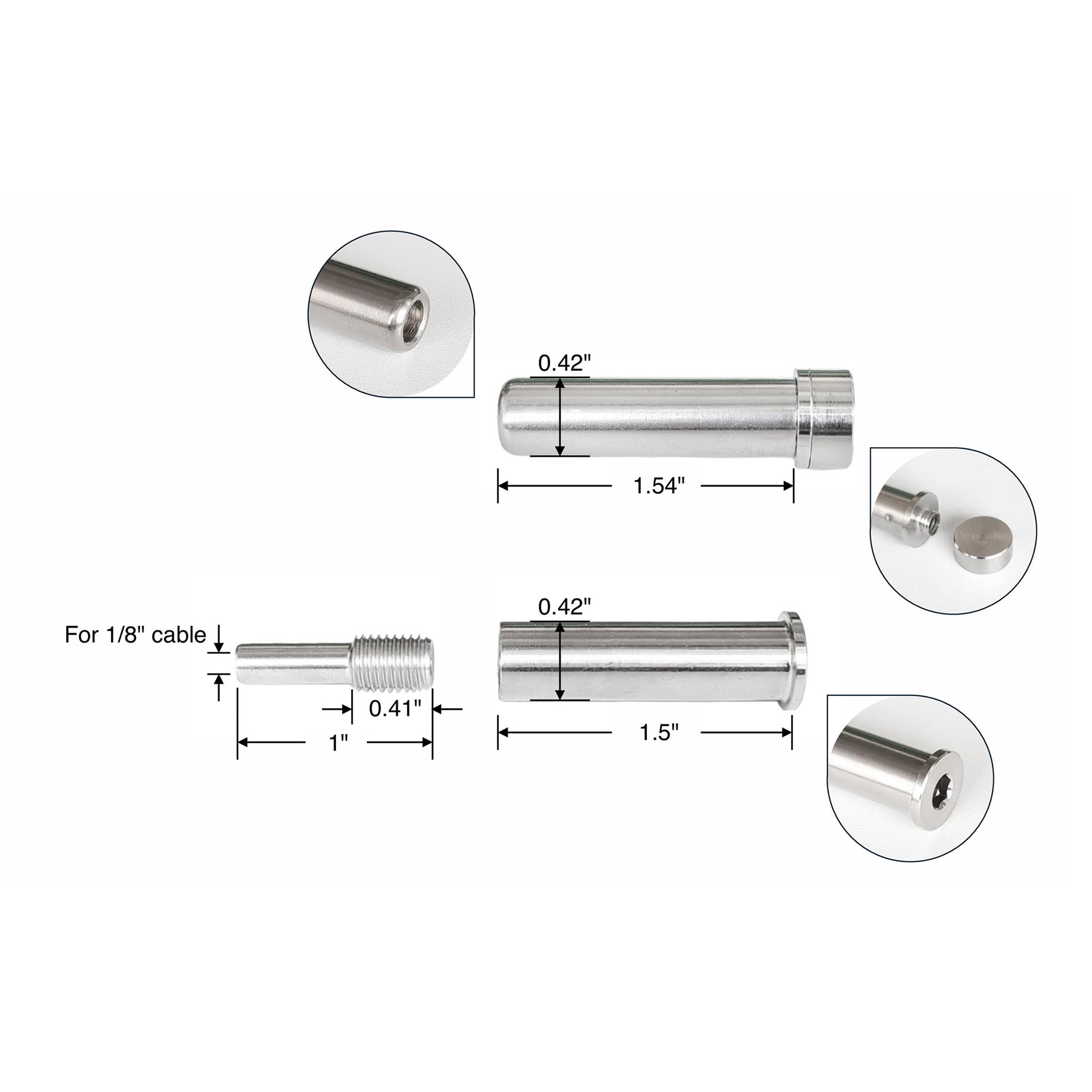 SteelX CC016 1/8" Cable Hardware - Invisible Quick Lock Fitting and Tensioner Fitting