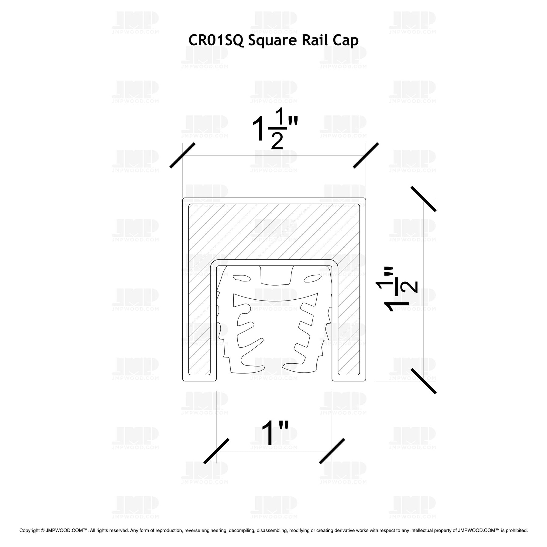 GlassX CR01SQ Square Cap Rail for Glass Panels - 16' - Stainless Steel