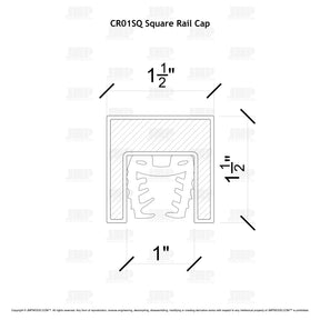 GlassX CR01SQ Square Cap Rail for Glass Panels - 16' - Stainless Steel