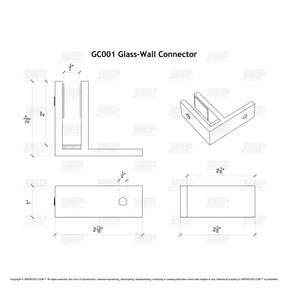 GlassX GC001 Glass Connector - 90 Degree Glass to Wall