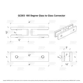 GlassX GC003 Glass Connector - 180 Degree Glass to Glass