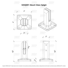 GlassX GSSQ001 Level Mount Glass Spigot